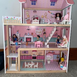 Wooden Kids Dollhouse With 24 pcs Furniture | Large Dollhouse | Handmade Dollhouse | Gift For Kids | Furnished Dollhouse | Barbie Dollhouse