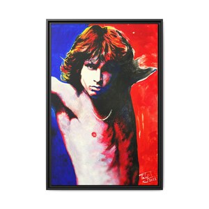 Jim Morrison ,Original Painting by TATY,Vibrant Framed Canvas Art, Perfect for Rock Lovers