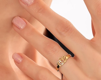 Lotus Flower Ring, Elegant Lotus Flower Ring, Lotus Symbol Ring, Flowers Ring, Dainty Ring, Gift For Her, Christmas Gift