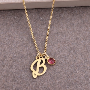 Colar com nome inicial e pedra de nascimento, colar com inicial personalizada, colar personalizado, colar com pedra de nascimento, presente de aniversário, presente de dia das mães