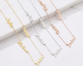 Custom 18K Gold Plated Multiple Name Necklace, Family Name, Gift for Mom, Multiple Name Necklace, Christmas Gift, Mother's Day Gift