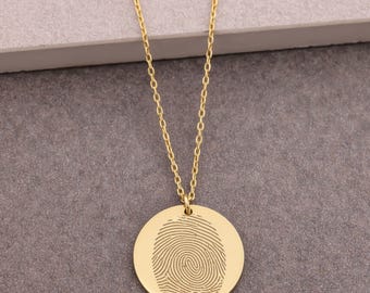 Fingerprint Necklace • Personalized Fingerprint Pendant • Sympathy Gift • Memorial Gifts for Mom & Grandma