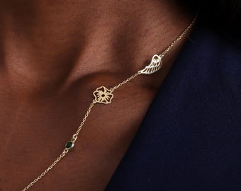Colar em Prata de Lei com Asa de Anjo e Pedra de Nascimento: Joia Memorial, Colar para Luto por Aborto Espontâneo e Perda Gestacional
