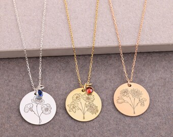 Beste Freundinnen 3er Set - Geburtsblumen Kette - Bestie Halsketten-Set, 3 beste Freundinnen Geschenk, Freundschaftskette für 3, Schwester Halskette