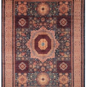 12x15 Mamluk Blue Large Size Area Rug, Hand Knotted Rug, Rug for Livingroom, Bedroom Rug, Veg Dyes wool, Oriental Rug, Afghan Tribal Rug,