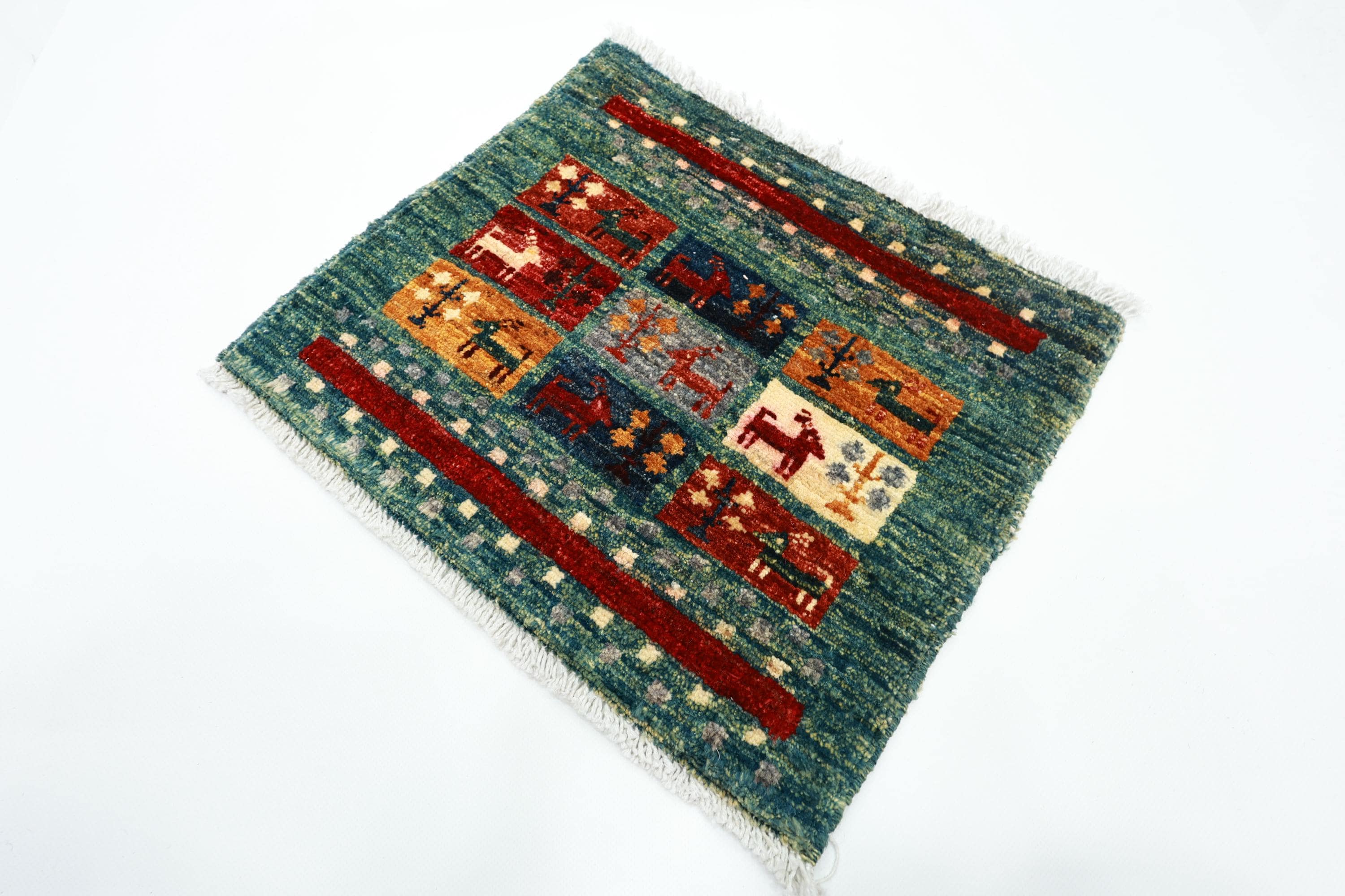 45x45 Cm Afghan Oriental Hand Knotted Wool Rug Gabbeh Animal Rug Table ...