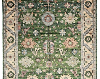 6x9 Bidjar Green Area Rug, Hand Knotted Rug, home & Livingroom Rug,  Veg Dyes wool, Oriental Tribal Afghan Rug, 6'1x9'5 ft