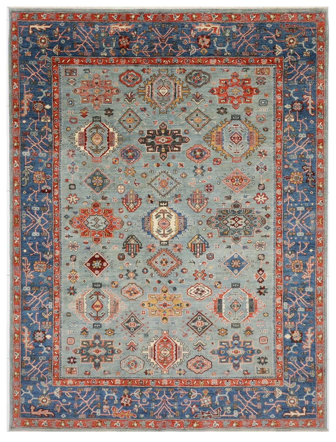 Waziri Rug 8x10 Ft Waziri Afghan Rug, Hand Knotted Wool, Blue Oriental Carpet - Etsy