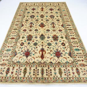 7x10 ft Sultani beige Area Rug, Hand Knotted Rug, Rug for Livingroom, Traditional Rug, Bedroom Rug,Veg Dyes wool, Afghan Oriental Tribal Rug