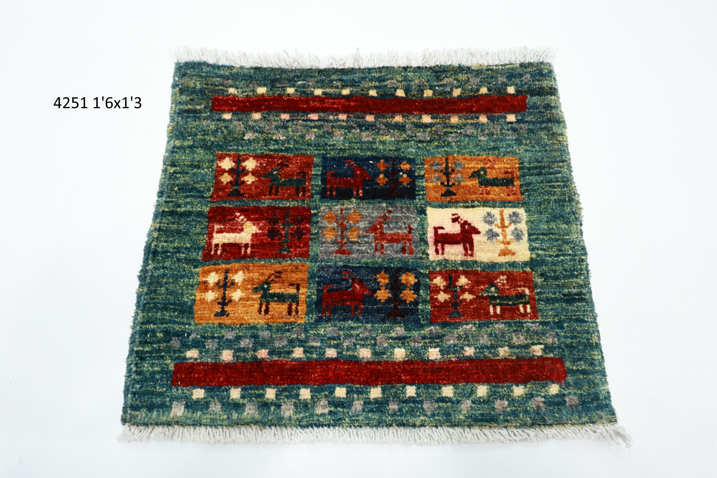 45x45 Cm Afghan Oriental Hand Knotted Wool Rug Gabbeh Animal Rug Table ...
