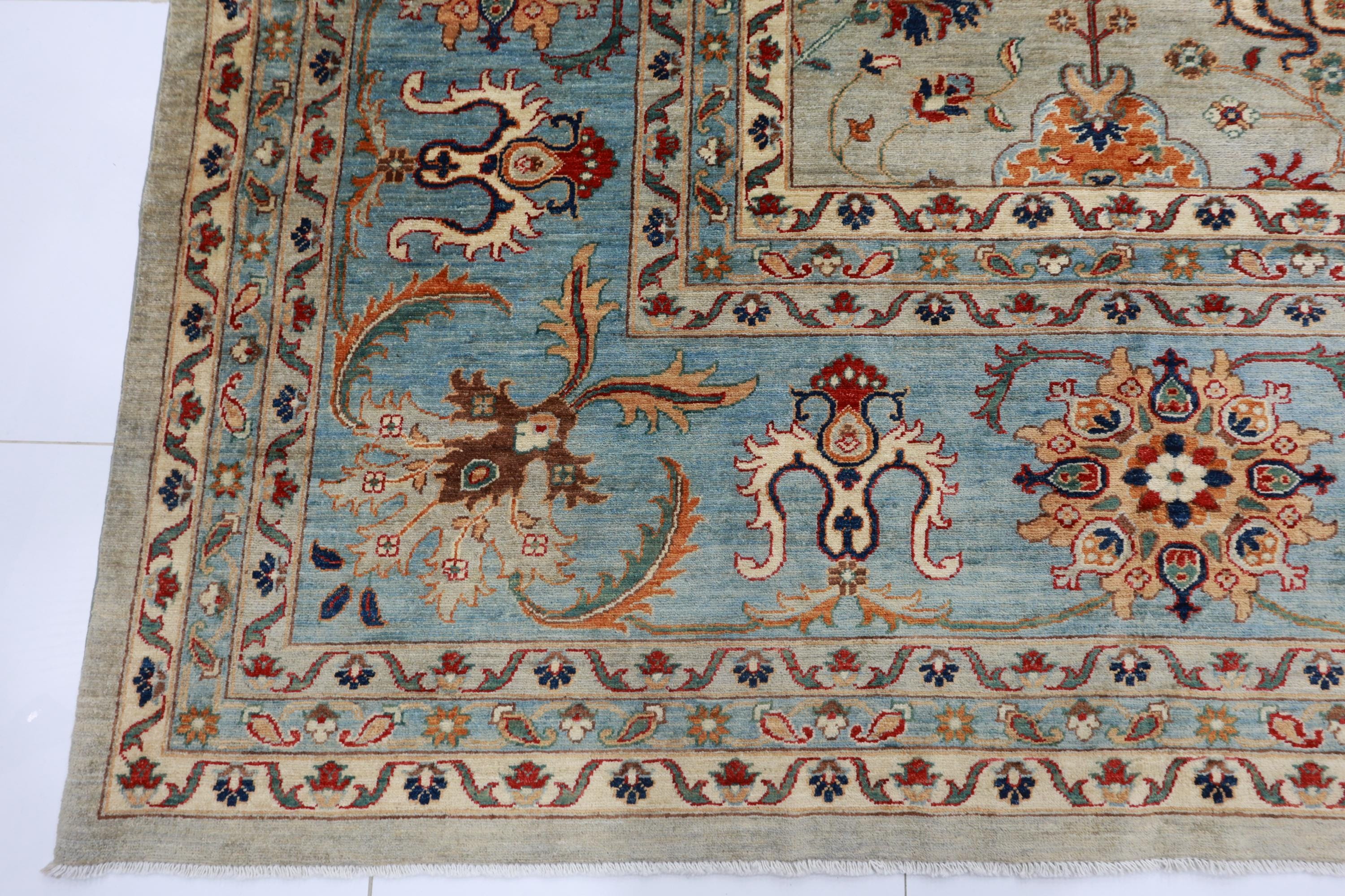 17x27 Ft Floral Gray Large Size Area Rug, Hand Knotted Rug, Rug