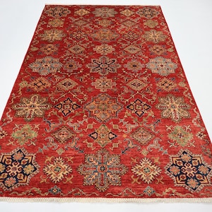 6x8 Tribal Kazak Area Rug, Hand Knotted Rug, Home & Livingroom, Bedroom Rug, Veg Dyes wool, Oriental Rug, Afghan Rug, Kitchen Rug,office Rug
