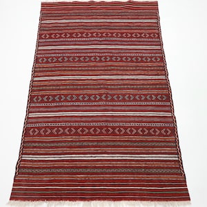 3x5 Handmade Striped Kilim Area Rug, Bedroom Rug, Kids Room Rug, Natural Wool Kilim, Doormat Kilim, Afghan Tribal Oriental Rug, 3'2x4'10