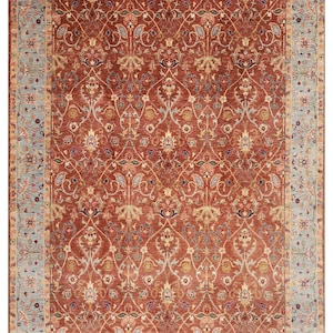 9x12 Floral Brown Area Rug, Hand Knotted Rug, Rug for Livingroom, Bedroom Rug, Veg Dyes wool, Oriental Rug, Afghan Tribal  Rug,8&#39;6x11&#39;6