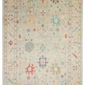 Tapis tribal Oushak 9 x 12, tapis afghan en laine douce noué à la main, tapis de salon, tapis de chambre à coucher, tapis de table à manger, tapis traditionnel,