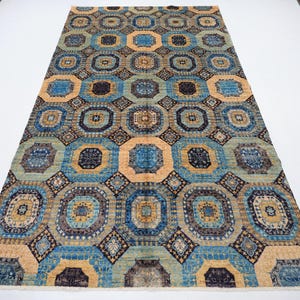 7x10 Mamluk Blue Area Rug, Hand Knotted Rug, home & Livingroom Rug, Bedroom Rug, Veg Dyes wool, Dining Table Rug, Afghan Rug, Office Rug