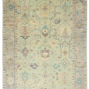 Tapis tribal Oushak 9 x 12 pi, tapis afghan en laine douce noué à la main, maison et salon, tapis de chambre à coucher, tapis de table à manger, tapis traditionnel,