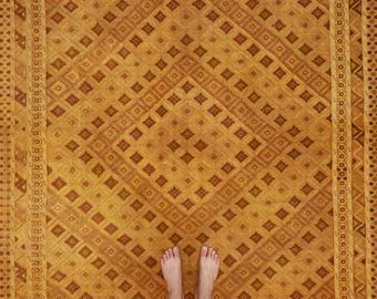 Dywan Barjesta 7x9 żółty kilim, afgański ręcznie tkany wełniany dywan, dywan do salonu, dywan do sypialni, dywan na stół jadalny, orientalny kilim, 6'10x9'1