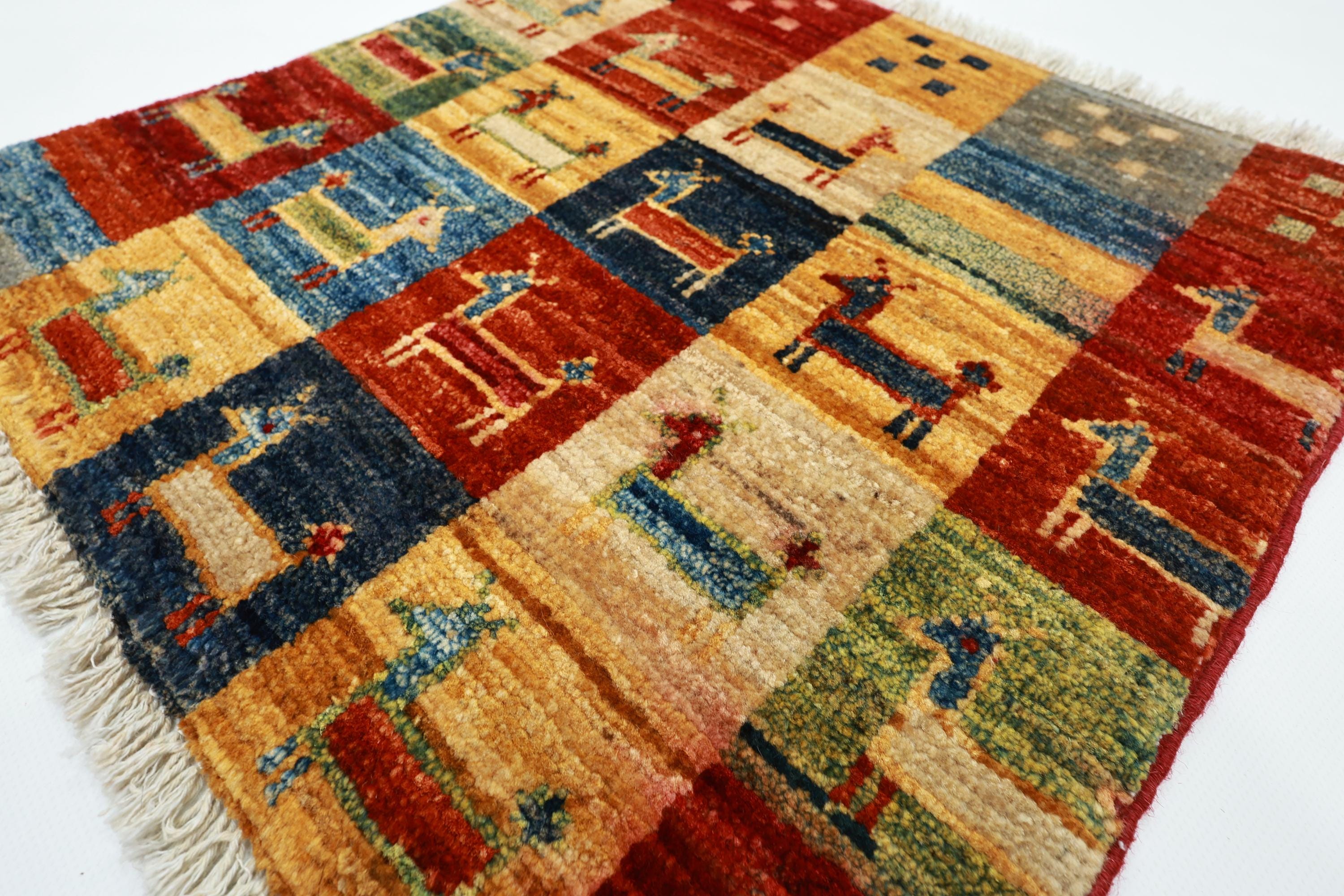 45x45 Cm Afghan Oriental Hand Knotted Wool Rug Gabbeh Animal Rug Table ...