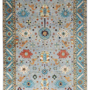Handmade 9x12 ft Bidjar bluish Gray Area Rug, Afghan Hand Knotted Rug, Home & Livingroom, Afghan Carpet, Veg Dyes wool, Tribal Oriental Rug,