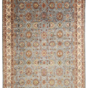 Tapis en laine noué main 9 x 12 : tapis oriental afghan à fleurs