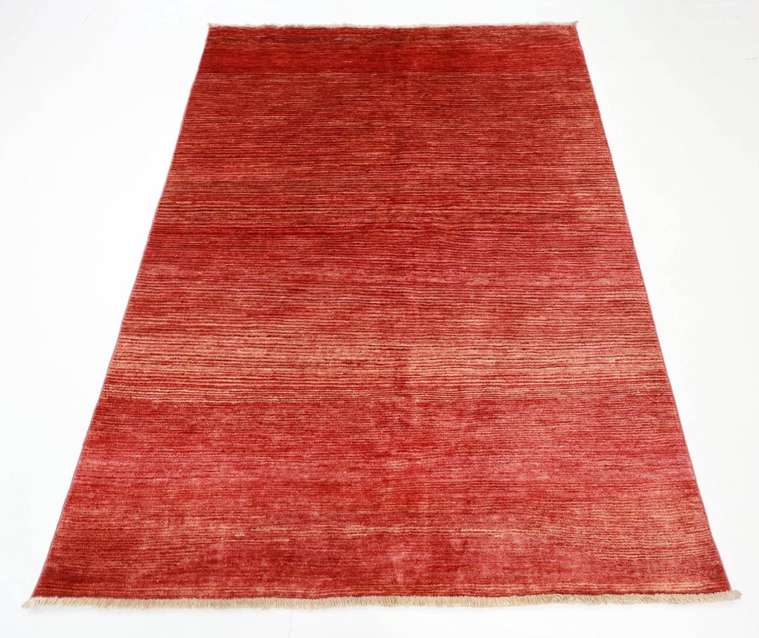 5x7 Red Gabbeh Area Rug, Afghan Hand Knotted Veg Dye Wool Rug ...