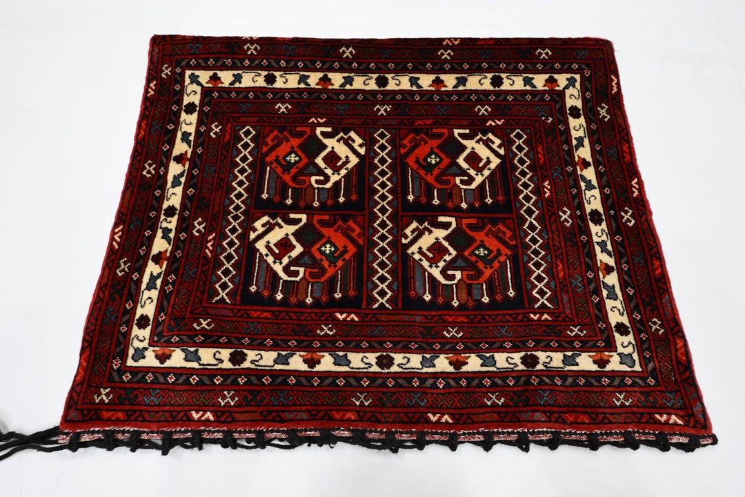 3x2 Ft Traditional Cushion Cover Only Red Rug, Pillow Cover Hand Made ...