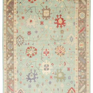 Tapis tribal Oushak 9 x 12 pi, tapis afghan en laine douce noué à la main, tapis de salon, tapis de chambre à coucher, tapis de table à manger, tapis traditionnel,
