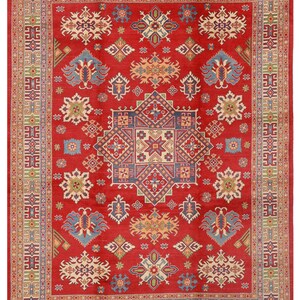 8x10 Kazak Red Area Rug, Hand Knotted Rug, Kids Room Rug, Rug for Livingroom, Bedroom Rug, Veg Dyes wool, Oriental Rug, Afghan Tribal Rug,