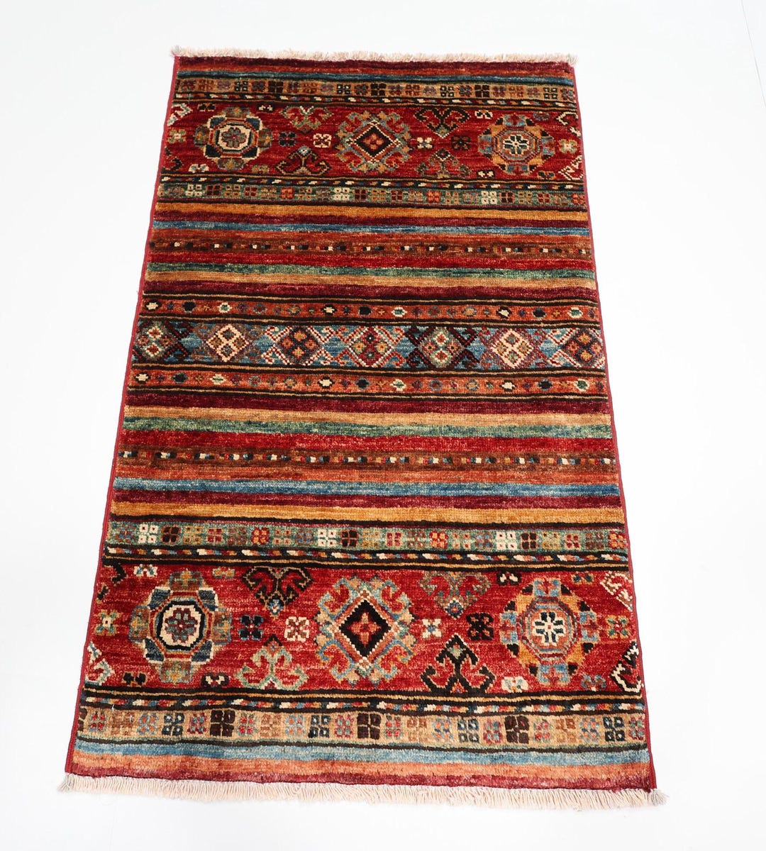 2x3 Ft Red Accent Rug, Hand Knotted Rug, Veg Dyes Wool, Rug for ...