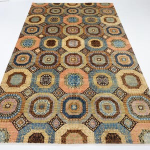 7x10 Mamluk Multicolor Area Rug, Afghan Hand Knotted Rug, home & Livingroom Rug, Bedroom Rug, Veg Dyes wool, Dining Table Rug, 6&#39;8x9&#39;9
