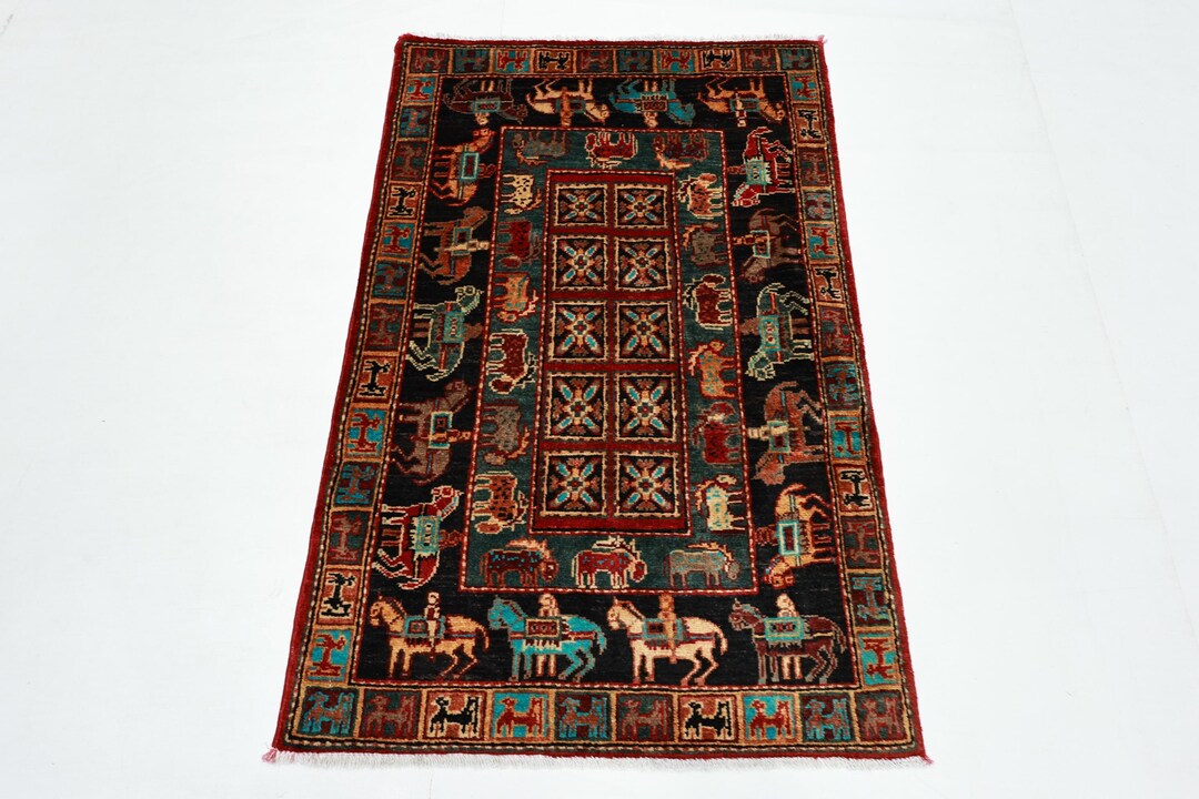 3x4 Ft Hand Knotted Veg Dye Wool Rug, Afghan Pazyryk Design Rug - Etsy