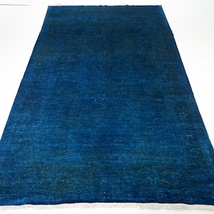 6x9 Low Pile over dye Blue Area Rug, Hand Knotted Rug, Rug for Livingroom, Bedroom Rug, Veg Dyes wool, Dining Table Rug, Afghan Rug,