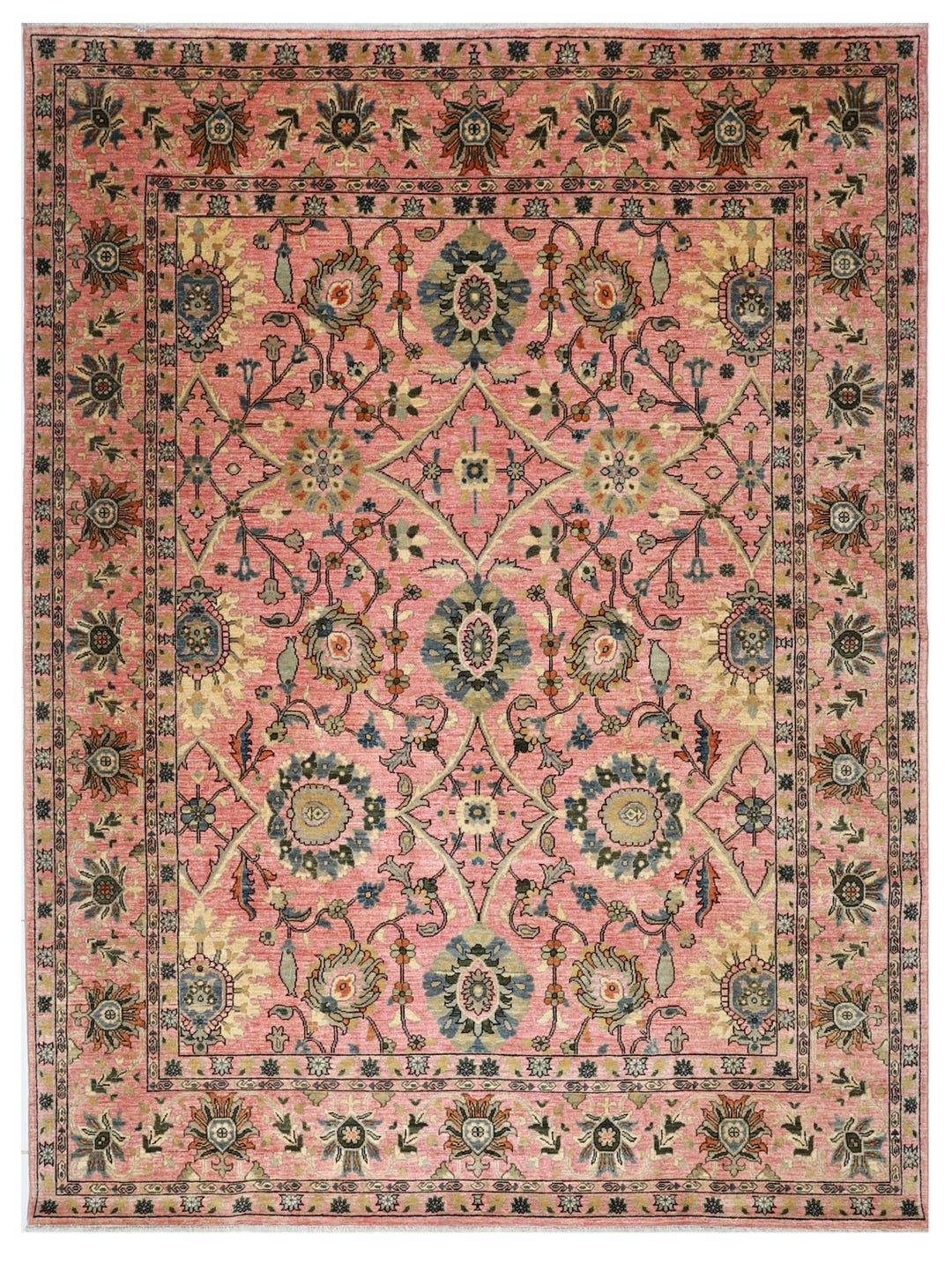 8x10 Traditional Floral Pink Area Rug, Afghan Hand Knotted Rug, Rug for ...