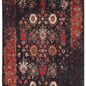 9x12 Bidjar Abstract Navy Blue Area Rug, Hand Knotted Rug, Rug for Livingroom, Bedroom Rug, Veg Dyes wool, Dining Table Rug, Afghan Rug,