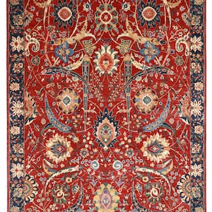 Tapis rouge bidjar 9 x 12 pi, tapis afghan noué à la main, tapis de salon, tapis de chambre à coucher, laine teintée végétale, tapis afghan, tapis traditionnel,