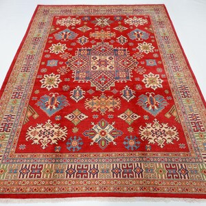 8x10 Kazak Red Area Rug, Hand Knotted Rug, Kids Room Rug, Rug for Livingroom, Bedroom Rug, Veg Dyes wool, Oriental Rug, Afghan Tribal Rug,