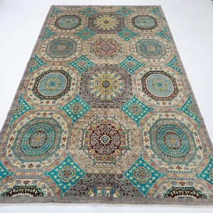 7x10 Mamluk Gray Area Rug, Afghan Hand Knotted Rug, home & Livingroom Rug, Bedroom Rug, Veg Dyes wool, Dining Table Rug, Tribal Rug, 6&#39;8x10