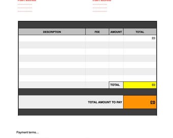 Customizable Digital Invoice Template for Small Business: Instant PDF Download (Microsoft & Apple) - Generic Business Invoice