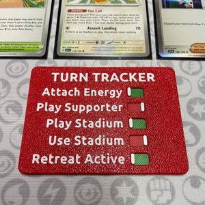 Pokemon TCG Turn Tracker: compacte tracker op kaartformaat om de acties tijdens de beurt van elke speler bij te houden