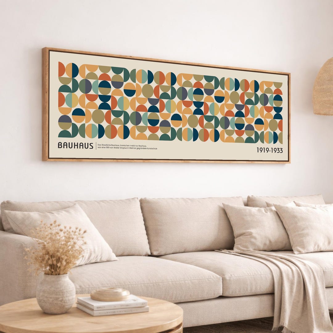 Colorful Mid Century Modern Bauhaus Framed Canvas Print, Minimalist ...