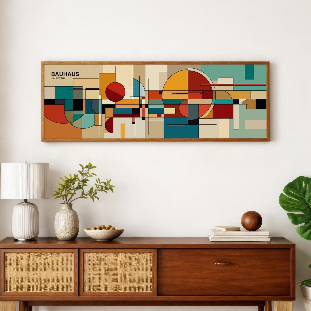 Mid Century Modern Bauhaus Framed Art Poster, Minimalist Horizontal ...