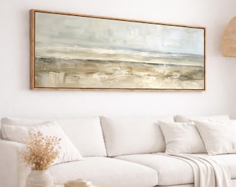 Abstrakte Strandlandschaft gerahmt Leinwanddruck, lange Panorama-Meerblick-Wandkunst | 31-423