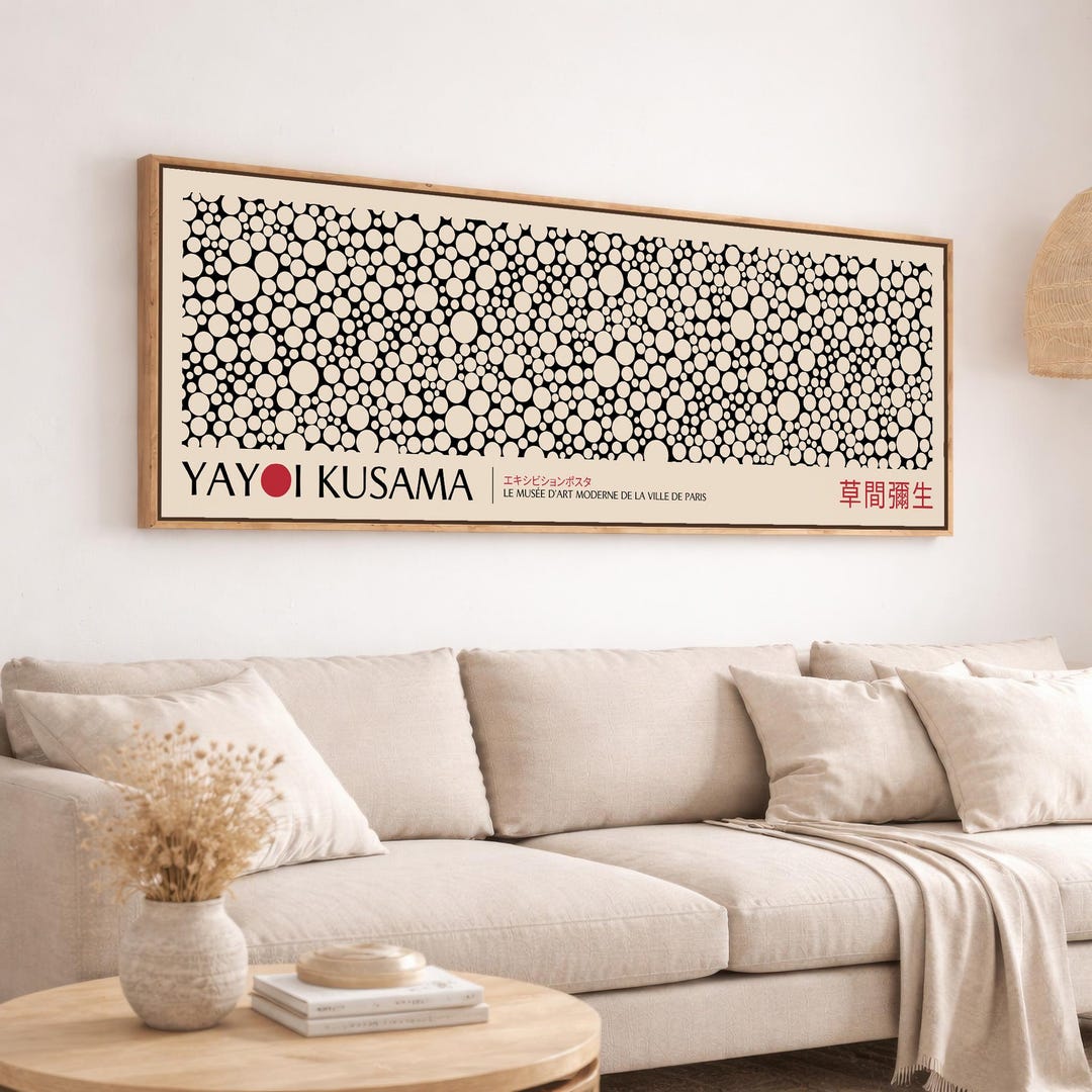 Yayoi Kusama Framed Canvas Print, Large Horizontal Japanese