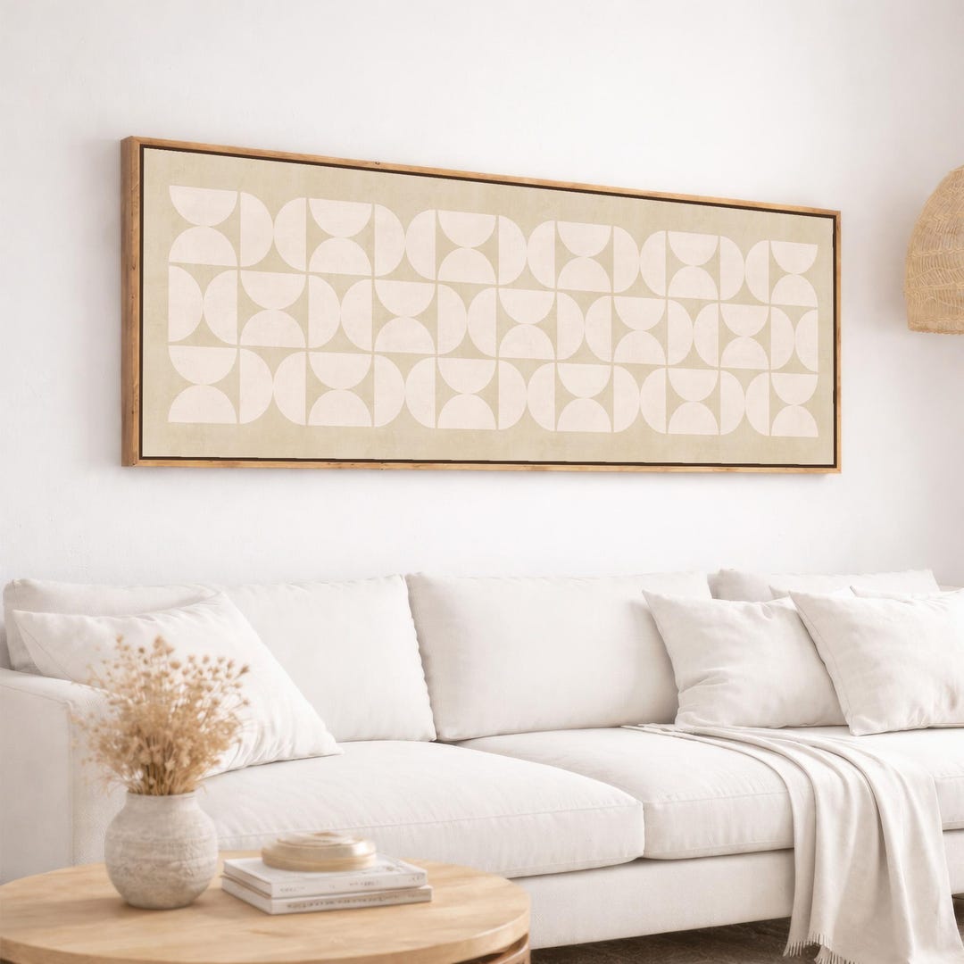 Neutral Wabi Sabi Framed Canvas Print, Minimalist Abstract Mid-century ...