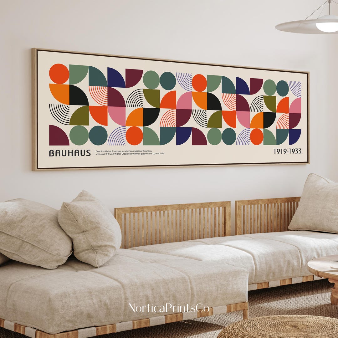 Bauhaus Geometric Art Print - Mid Century Modern Wall Art for Bedroom ...