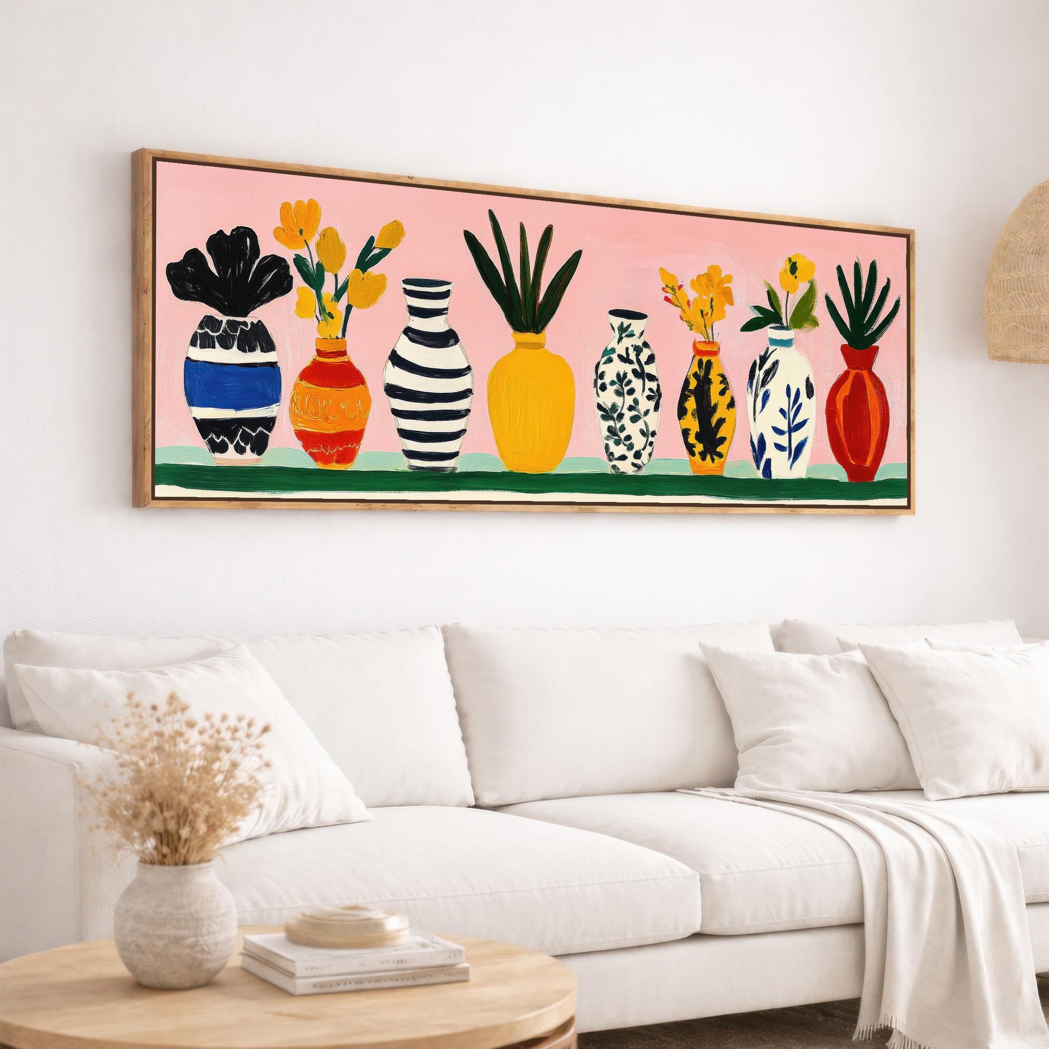マルチファブリック(マティス)Still Life 150x100 Matisse Style Still Life Framed Canvas Print, Long Horizontal