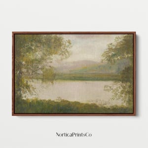 Vintage Framed Canvas Landscape Art Print, Extra Large Antique Canvas Wall Art, Farmhouse Wall Art, Large Horizontal Wall Artwork | NBH008
