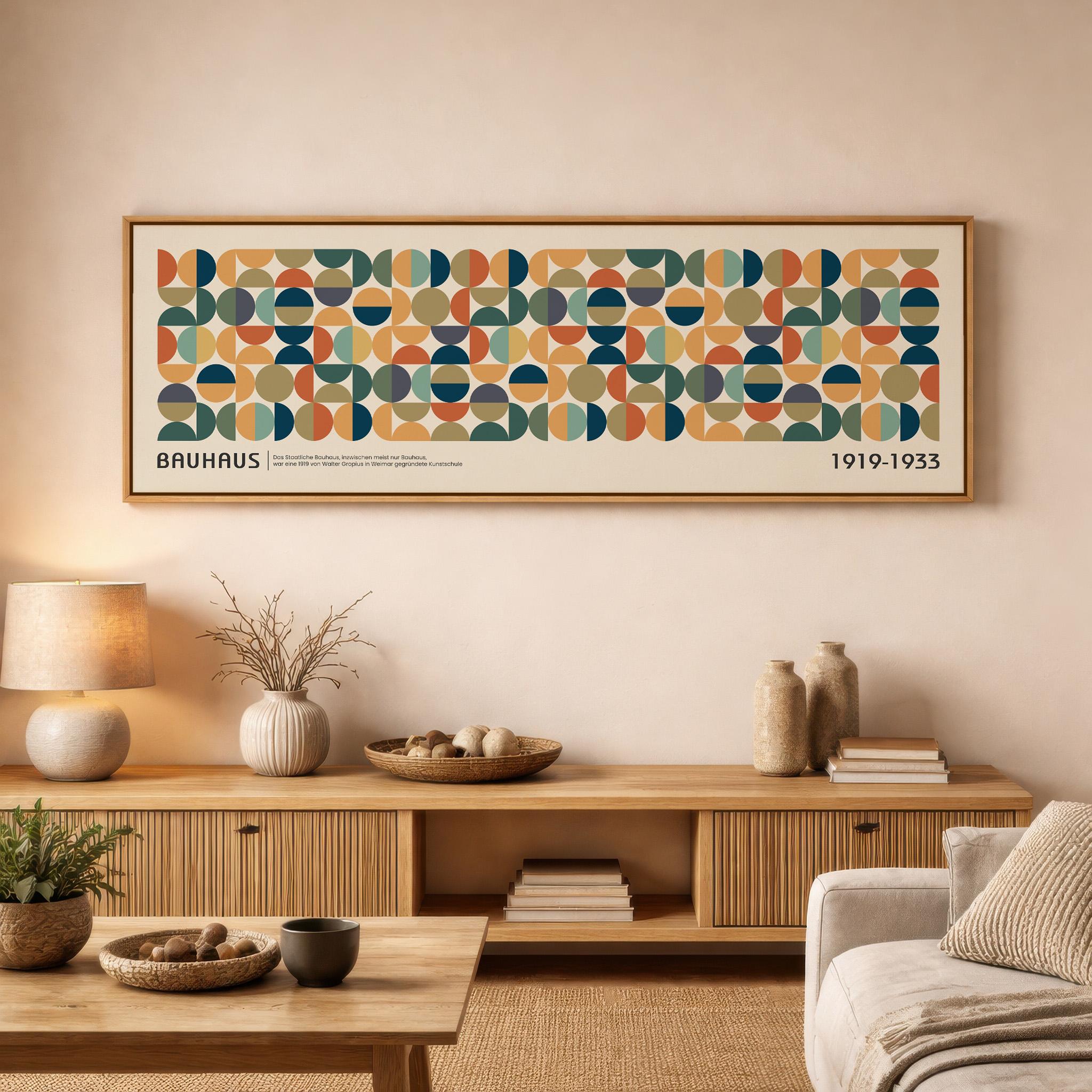 Colorful Mid Century Modern Bauhaus Framed Canvas Print, Minimalist ...