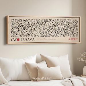 Poster di Yayoi Kusama, grande stampa panoramica orizzontale giapponese da parete, stampa d'arte moderna astratta, decorazione da sopra il letto / YKA-01